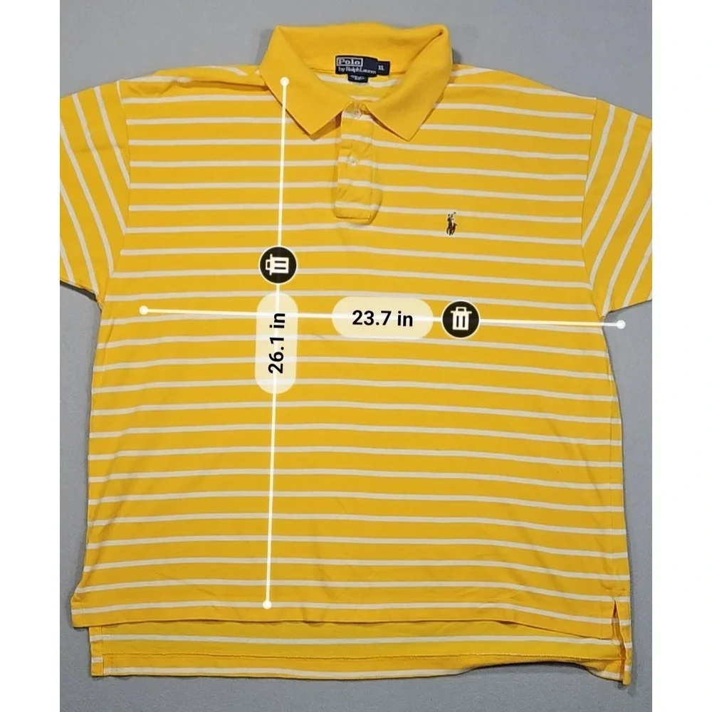 Polo Ralph Lauren Shirt Mens XL Yellow White Striped Short Sleeve Pima Cotton